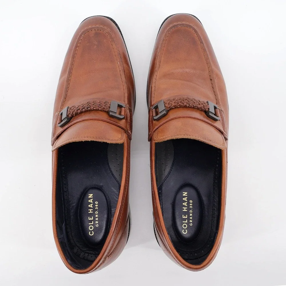 Cole Haan Grand 360 WARNER Bit Braided Strap Loafers British Tan Mens 9.5‎ M